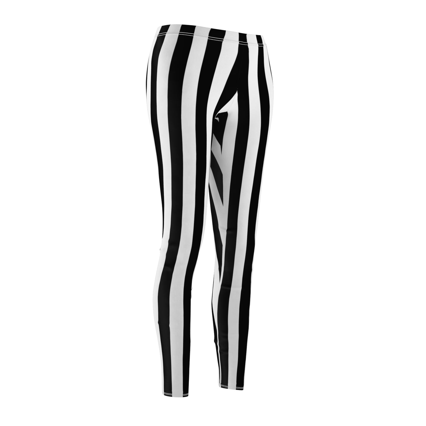 Beetle Juice Medium Black White Stripes Women's Cut & Sew Casual Leggings