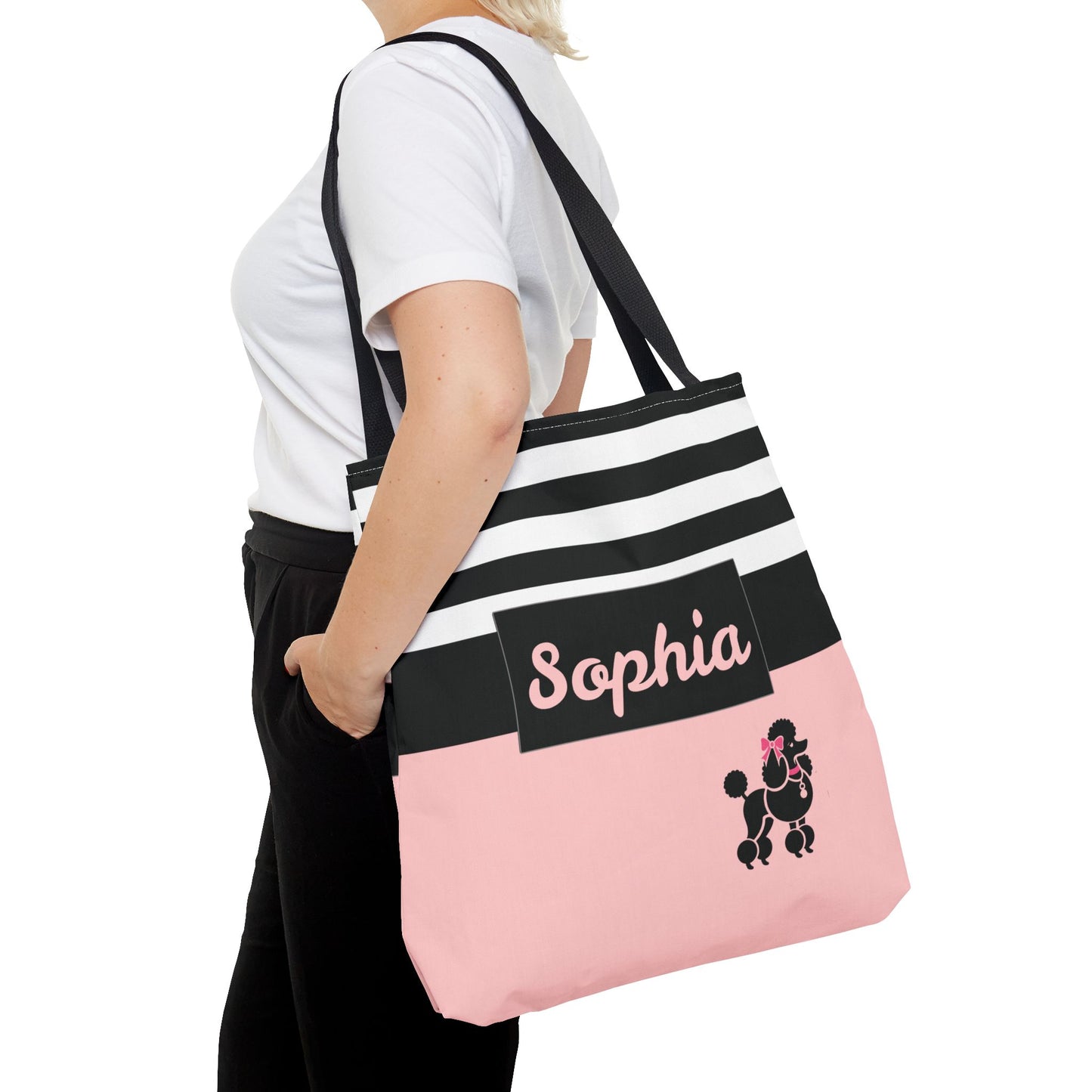 Poodle Girl Personalized Halloween Trick or Treat Bags, Custom 50's Girl Candy Bags, Kids Adults Tote Bags, Halloween Accessory