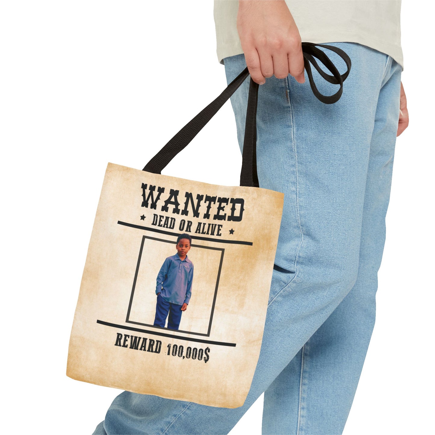 Cowboy 2 Halloween Trick or Treat Bag, Wanted With Photo Candy Bag, Customized Halloween Bucket, Kids Tote Bags, Halloween Accessory