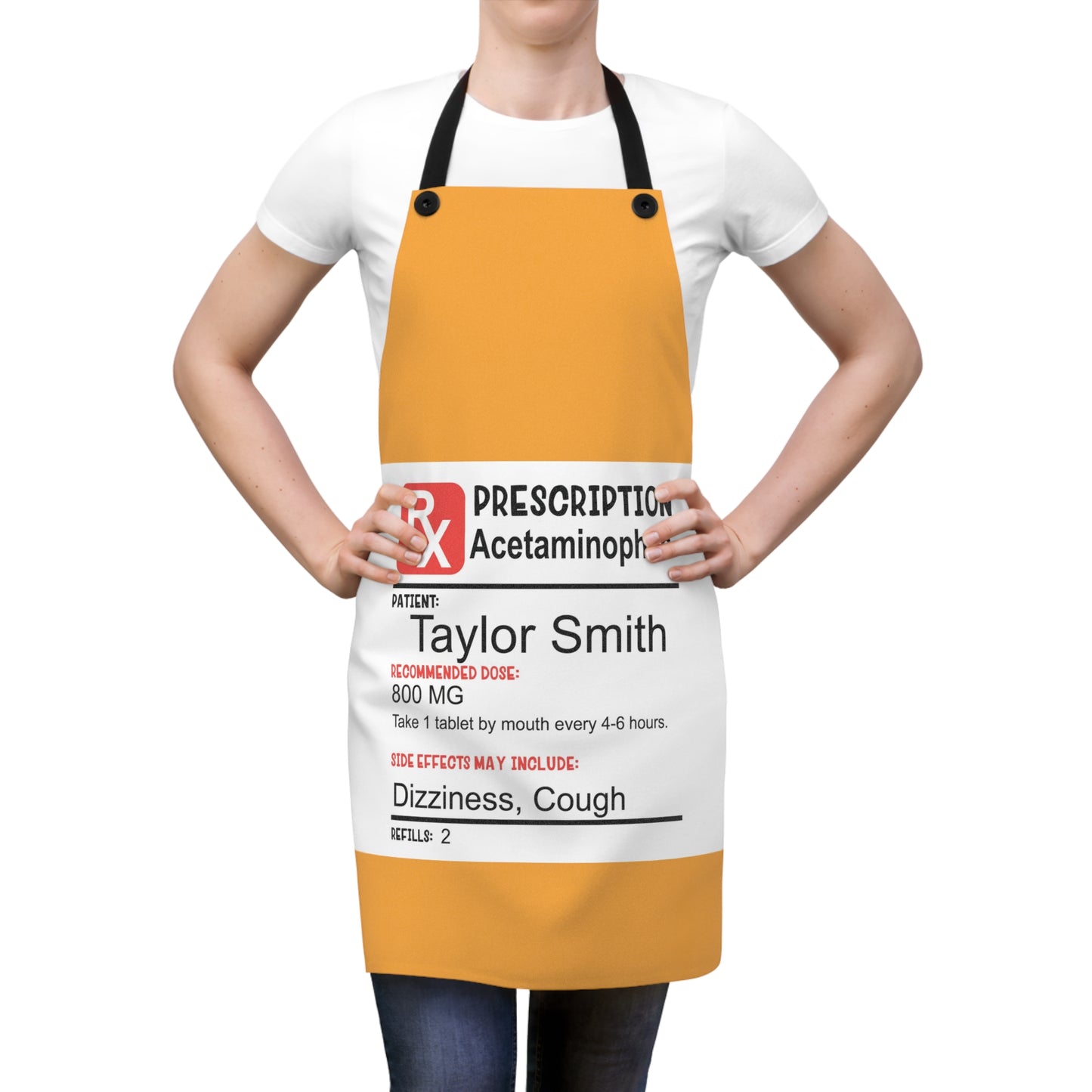 Adult Apron Costume - Personalized Prescription Pill Bottle Halloween Apron