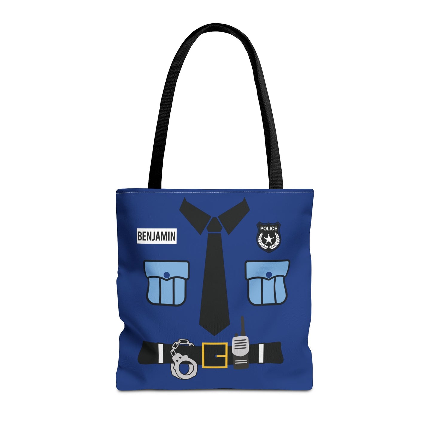Police Uniform Personalized Halloween Trick or Treat Bags, Customized Police Candy Bags, Kids Adults Tote Bags, Halloween Accessory