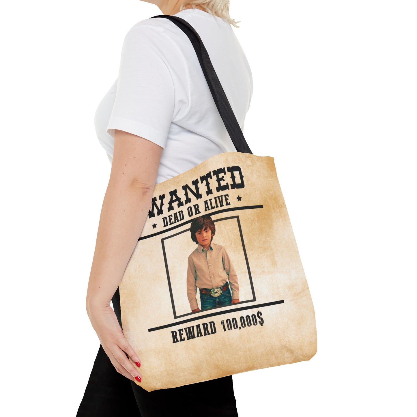 Cowboy Halloween Trick or Treat Bag, Wanted With Photo Candy Bag, Customized Halloween Bucket, Kids Tote Bags, Halloween Accessory