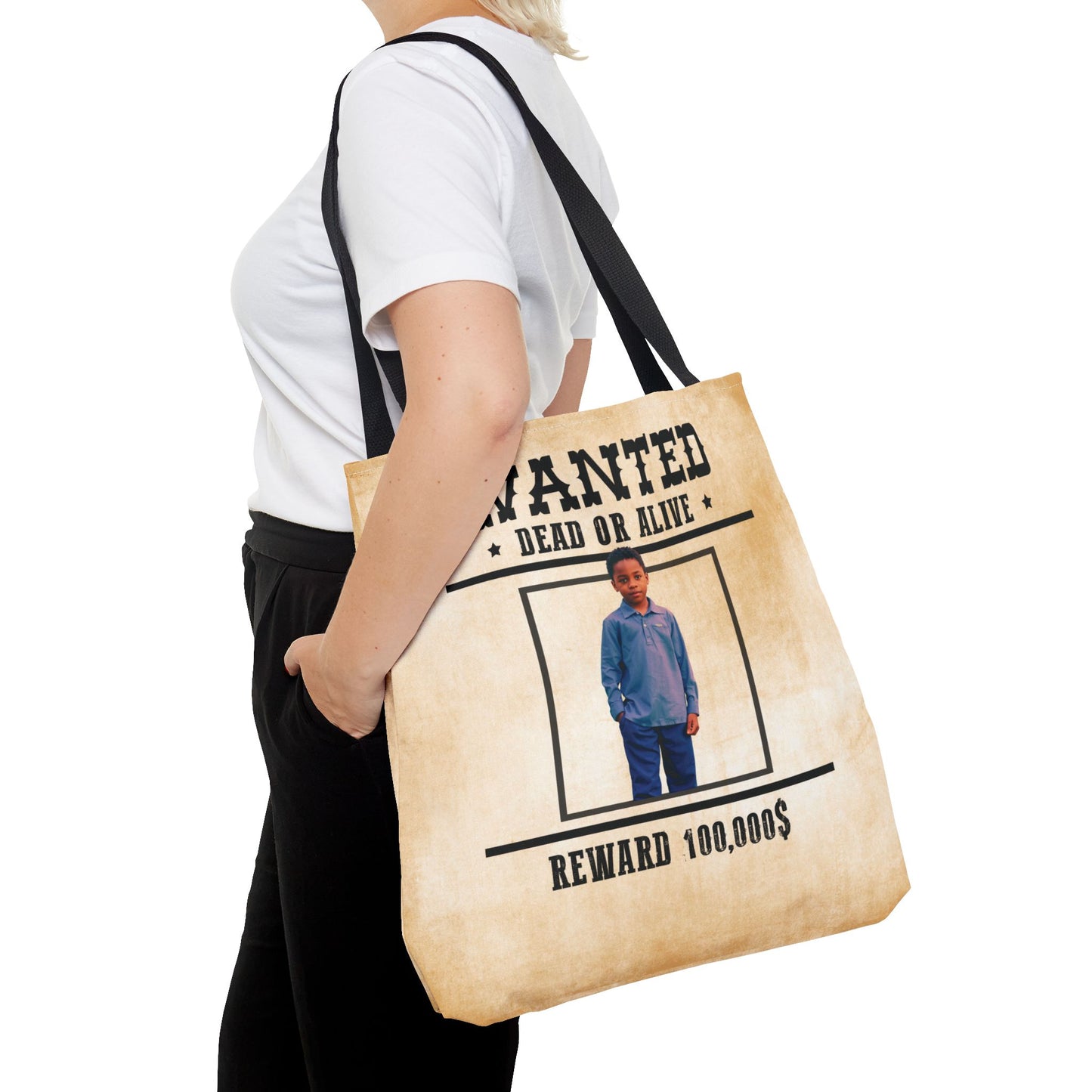 Cowboy 2 Halloween Trick or Treat Bag, Wanted With Photo Candy Bag, Customized Halloween Bucket, Kids Tote Bags, Halloween Accessory