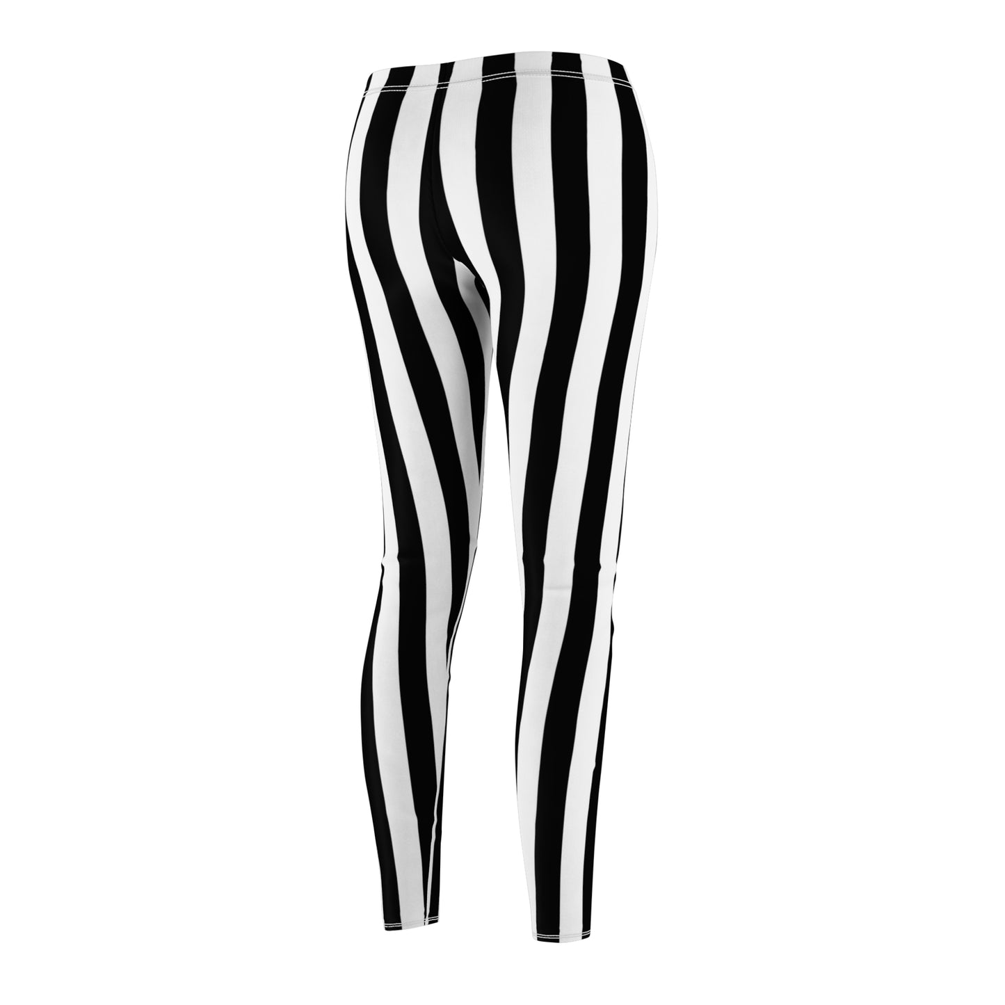 Beetle Juice Medium Black White Stripes Women's Cut & Sew Casual Leggings