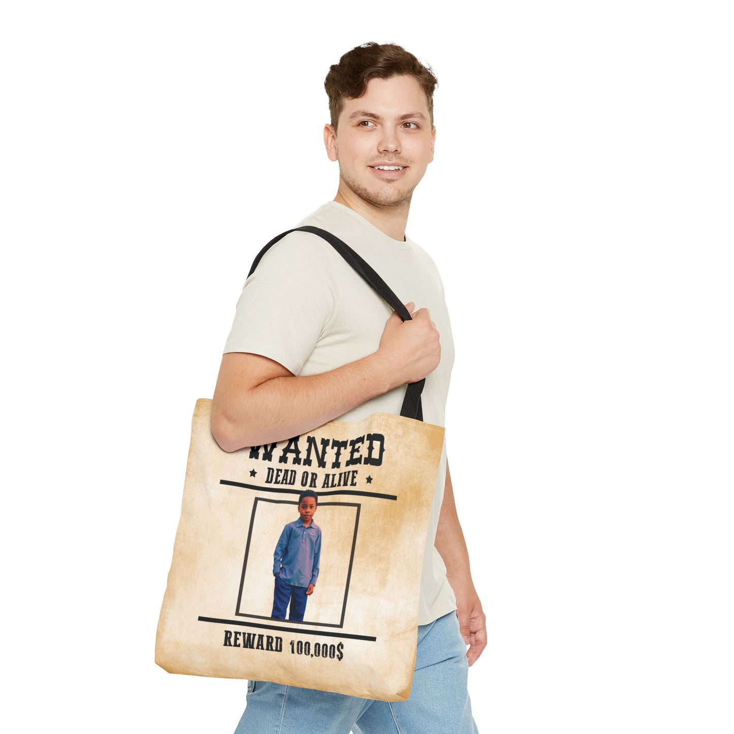 Cowboy 2 Halloween Trick or Treat Bag, Wanted With Photo Candy Bag, Customized Halloween Bucket, Kids Tote Bags, Halloween Accessory