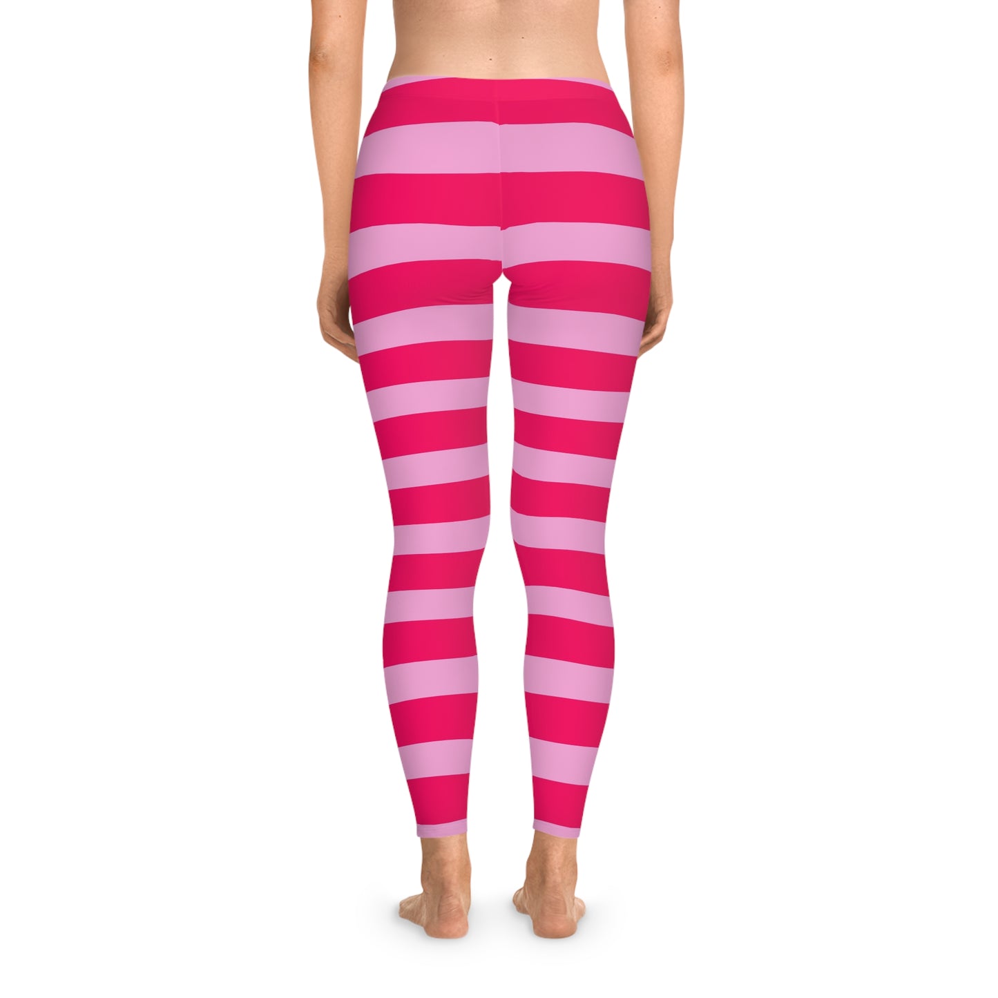Pink Striped Stretchy Leggings