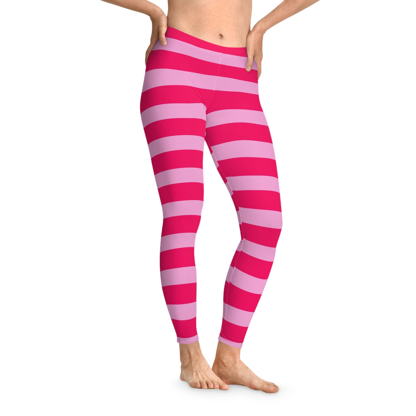 Pink Striped Stretchy Leggings