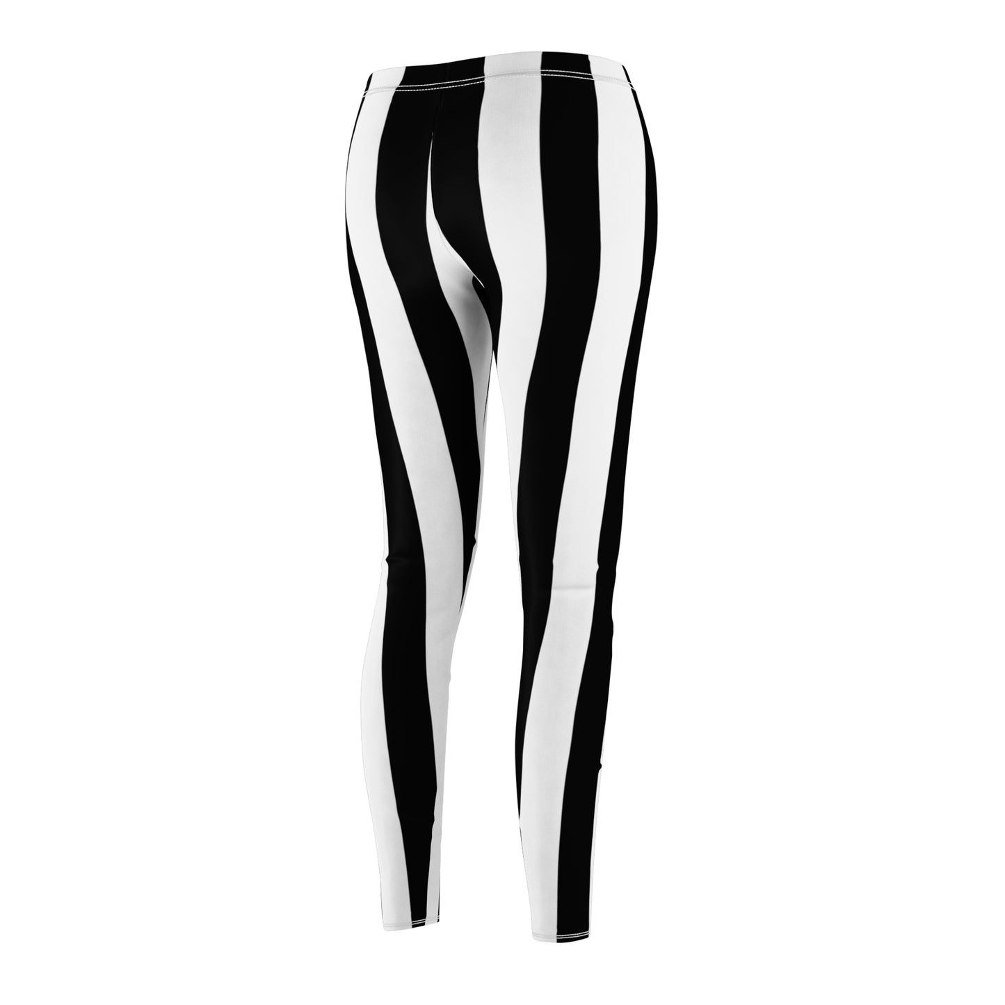 Referee Black White Stripes Women's Cut & Sew Casual Leggings