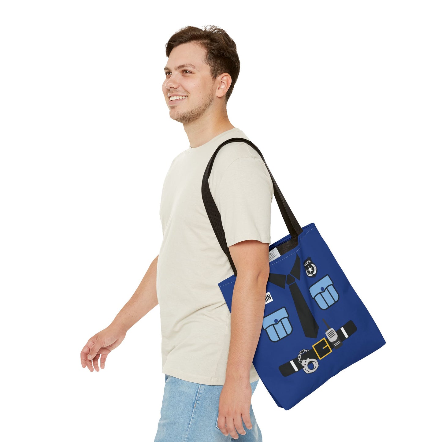 Police Uniform Personalized Halloween Trick or Treat Bags, Customized Police Candy Bags, Kids Adults Tote Bags, Halloween Accessory