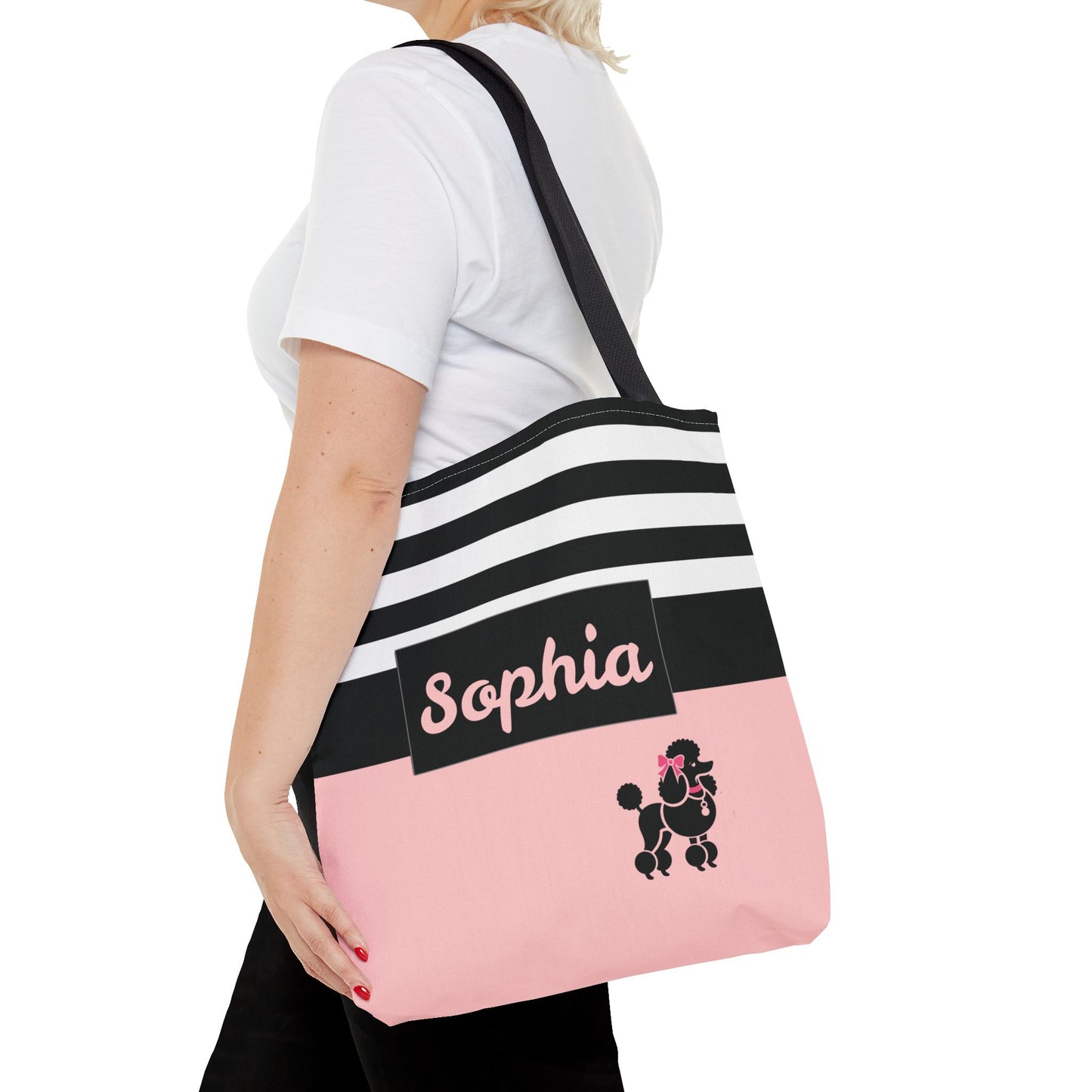 Poodle Girl Personalized Halloween Trick or Treat Bags, Custom 50's Girl Candy Bags, Kids Adults Tote Bags, Halloween Accessory