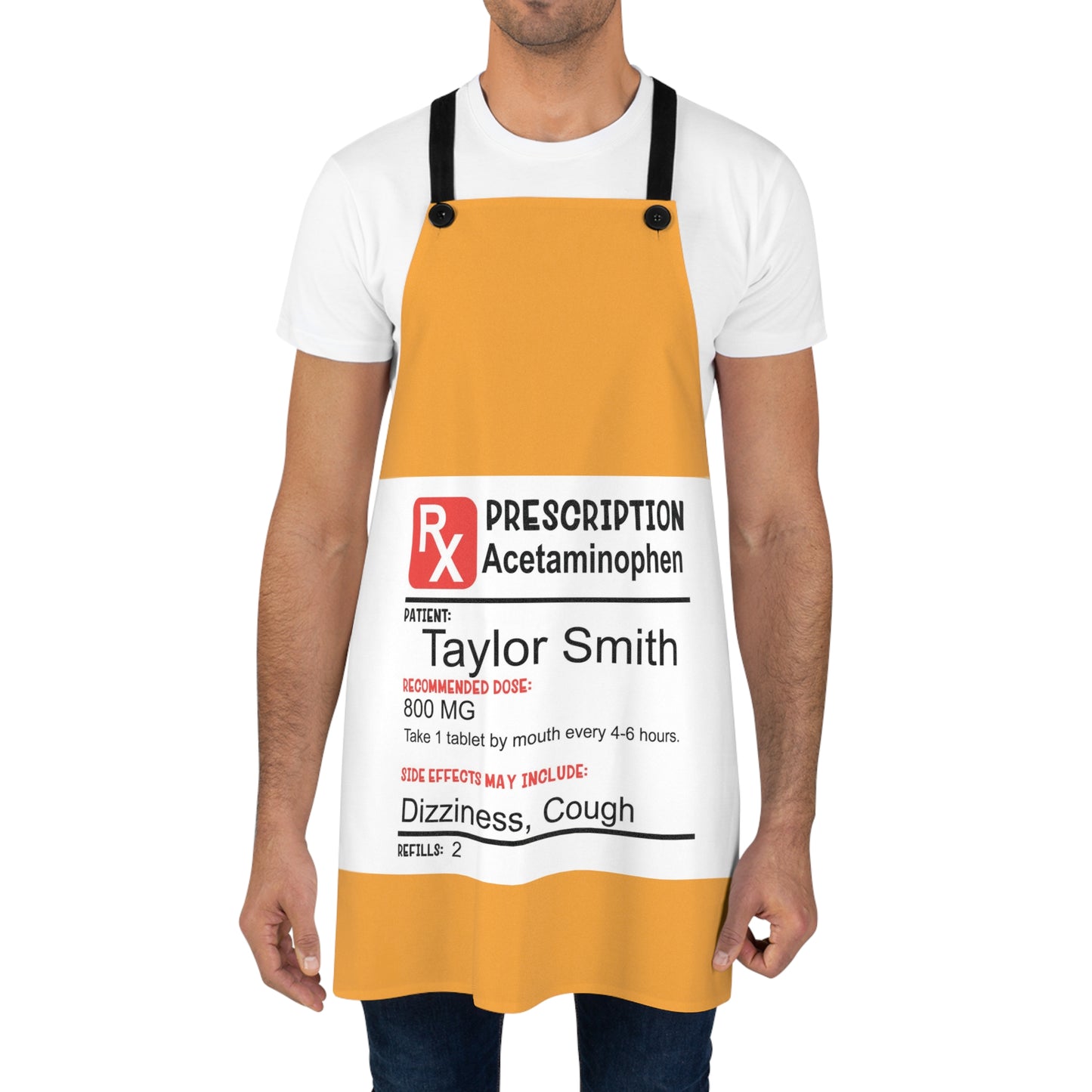 Adult Apron Costume - Personalized Prescription Pill Bottle Halloween Apron