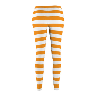 Orange Stripes Women's Cut & Sew Casual Leggings