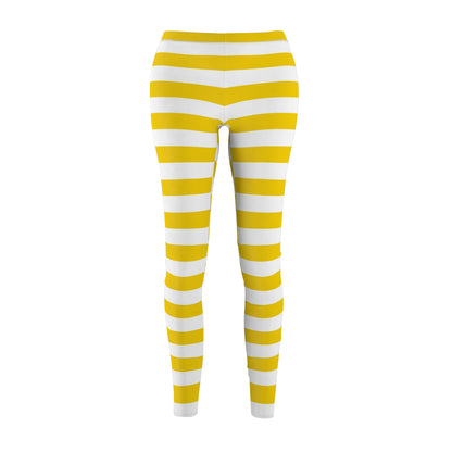 Yellow Stripes Women's Cut & Sew Casual Leggings