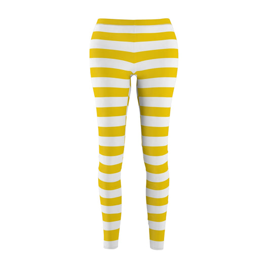 Yellow Stripes Women's Cut & Sew Casual Leggings