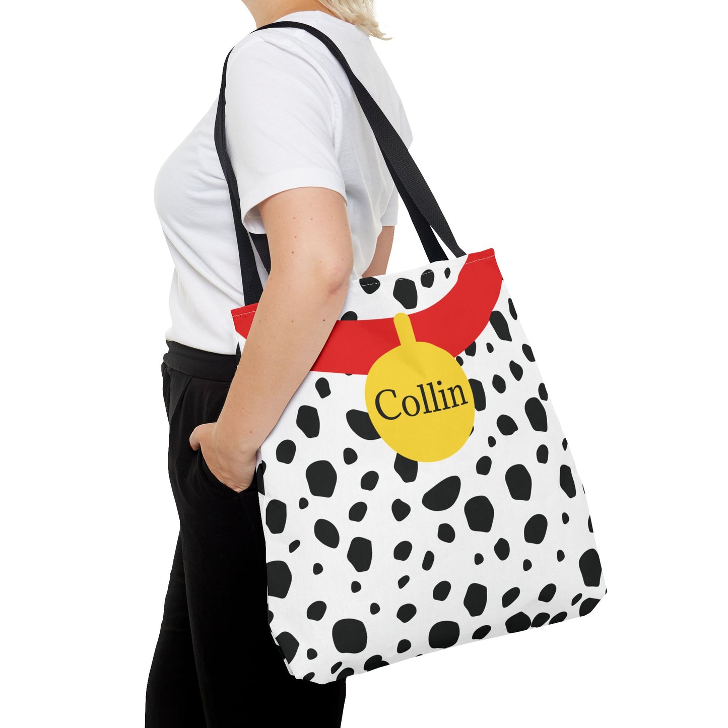 Dalmatian Personalized Halloween Trick or Treat Bags,  Custom Dalmatian Animal Print Tote Bags, Kids Adults Tote Bags