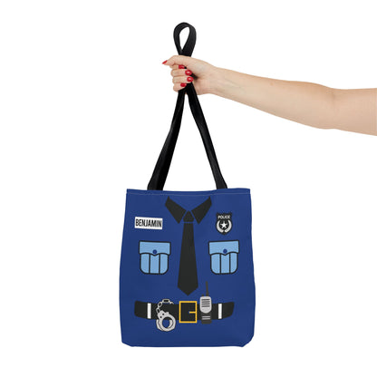 Police Uniform Personalized Halloween Trick or Treat Bags,  Customized Police Candy Bags, Kids Adults Tote Bags, Halloween Accessory