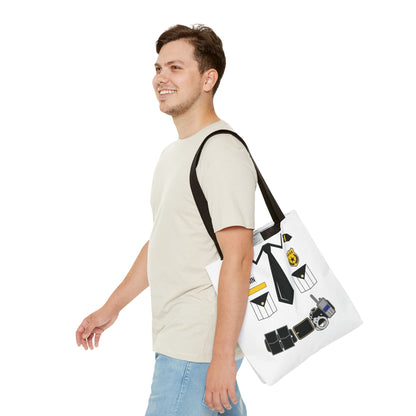 White Police Uniform Personalized Halloween Trick or Treat Bags,  Customized Police Candy Bags, Kids Adults Tote Bags, Halloween Accessory