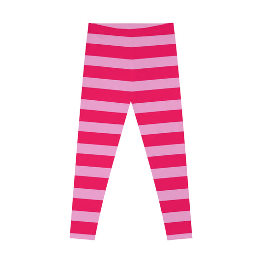 Pink Striped Stretchy Leggings