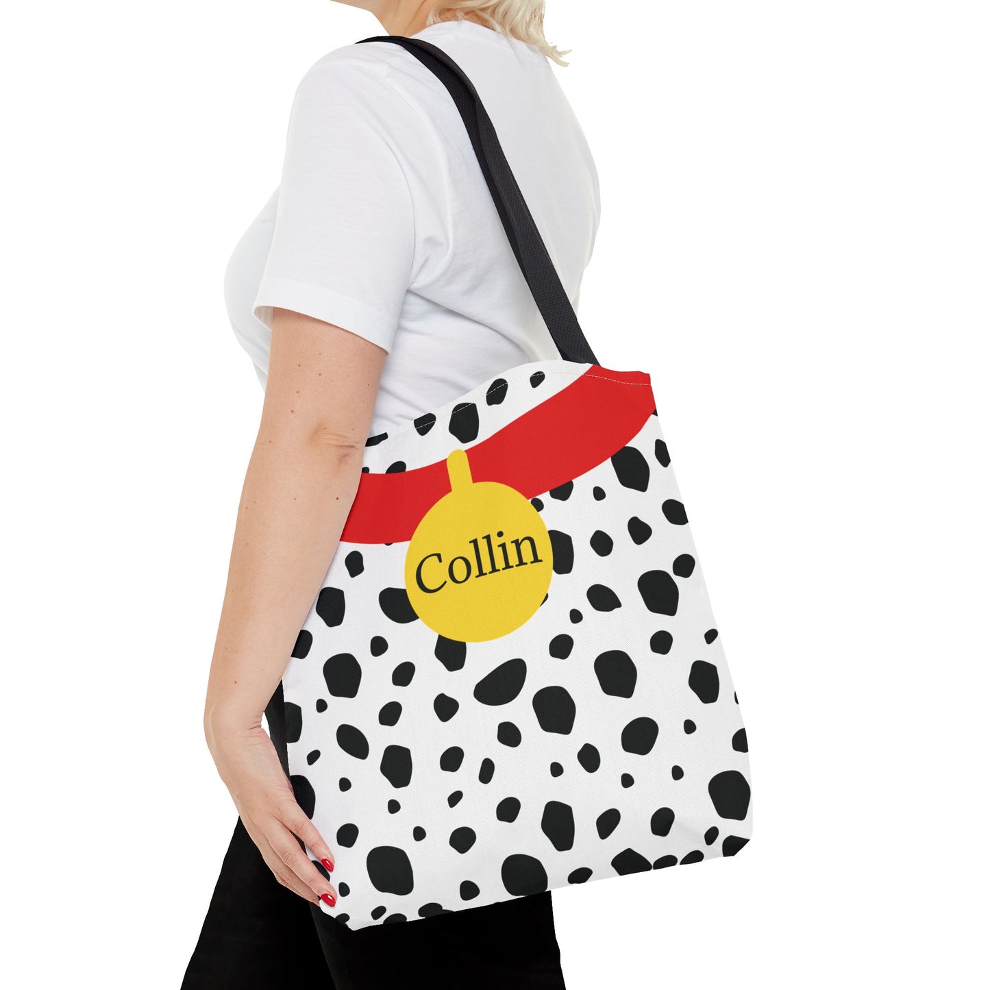 Dalmatian Personalized Halloween Trick or Treat Bags,  Custom Dalmatian Animal Print Tote Bags, Kids Adults Tote Bags