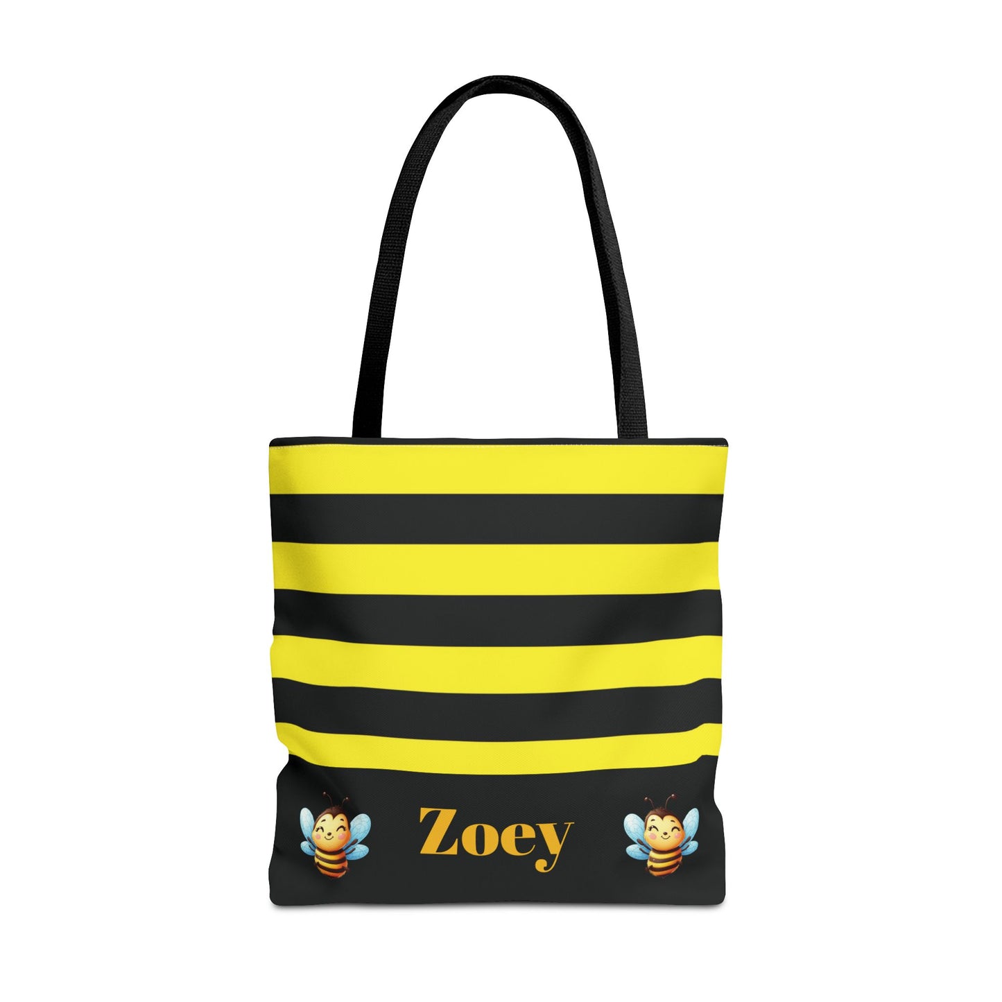 Bumble Bee with name Personalized Halloween Trick or Treat Bags,  Custom Pencil bags, Kids Adults Tote Bags