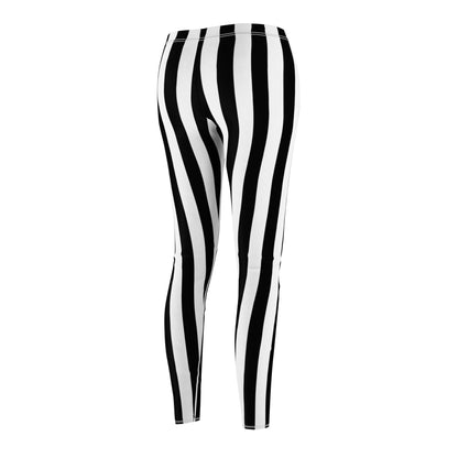 Beetle Juice Medium Black White Stripes Women's Cut & Sew Casual Leggings