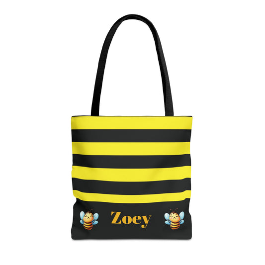 Bumble Bee with name Personalized Halloween Trick or Treat Bags,  Custom Pencil bags, Kids Adults Tote Bags