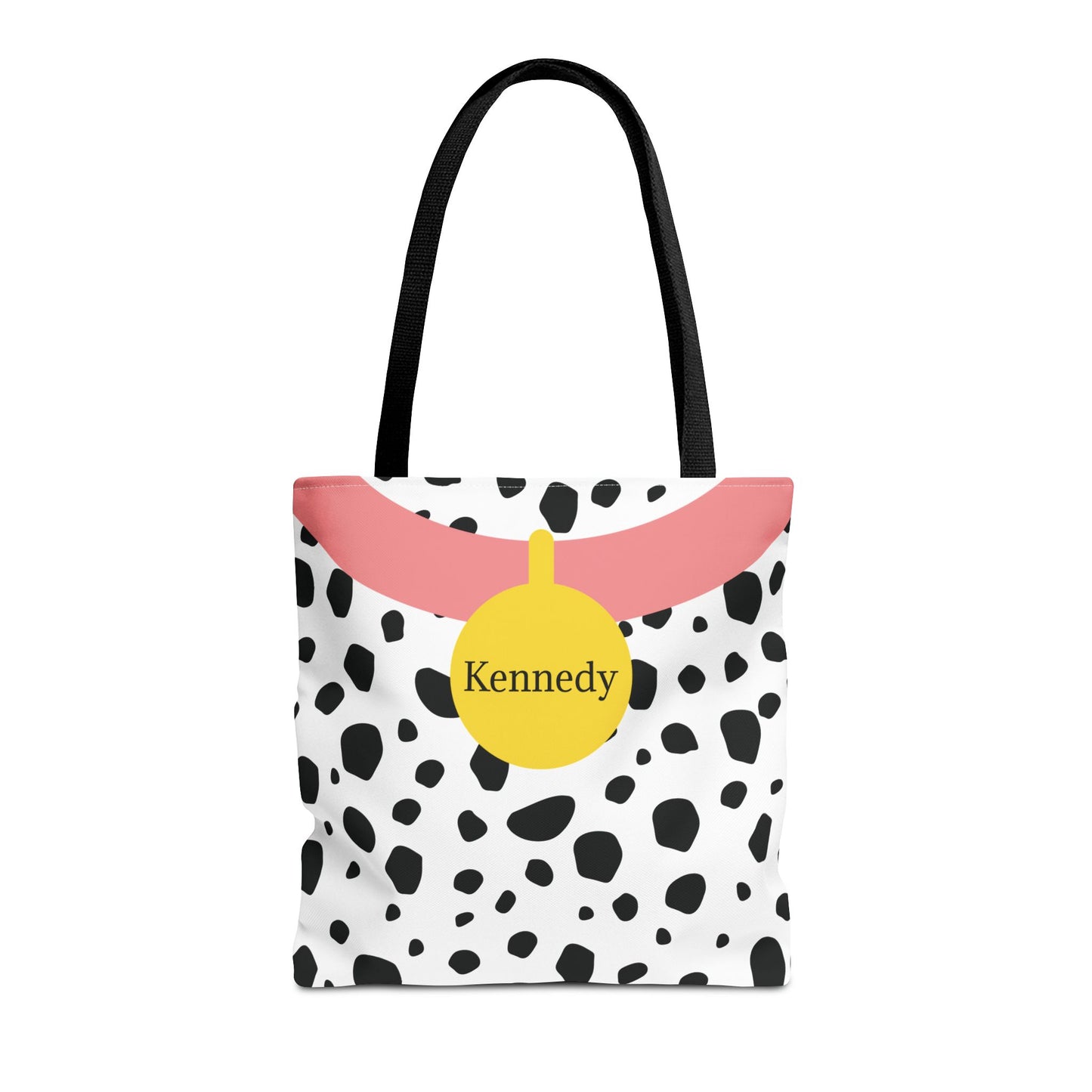 Pink Dalmatian Personalized Halloween Trick or Treat Bags,  Custom Dalmatian Animal Print Tote Bags, Kids Adults Tote Bags