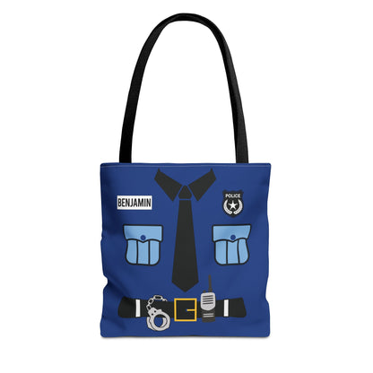 Police Uniform Personalized Halloween Trick or Treat Bags,  Customized Police Candy Bags, Kids Adults Tote Bags, Halloween Accessory