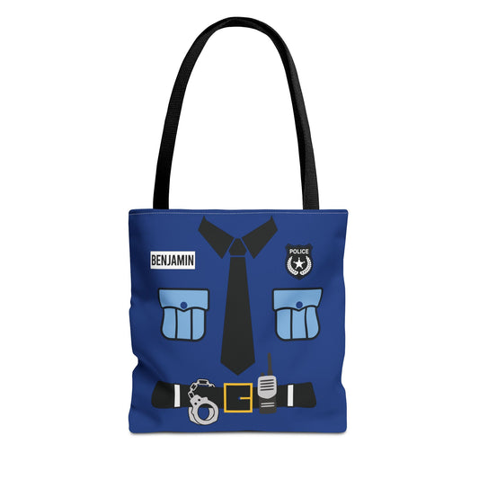 Police Uniform Personalized Halloween Trick or Treat Bags,  Customized Police Candy Bags, Kids Adults Tote Bags, Halloween Accessory