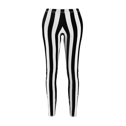 Beetle Juice Medium Black White Stripes Women's Cut & Sew Casual Leggings