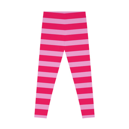 Pink Striped Stretchy Leggings