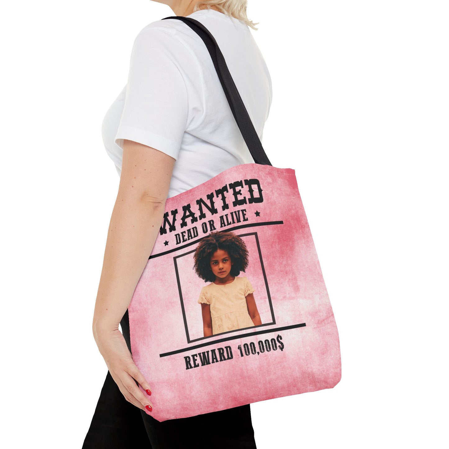 Cowgirl Pink Halloween Trick or Treat Bag,  Wanted With Photo Candy Bag, Customized Halloween Bucket, Kids Tote Bags, Halloween Accessory