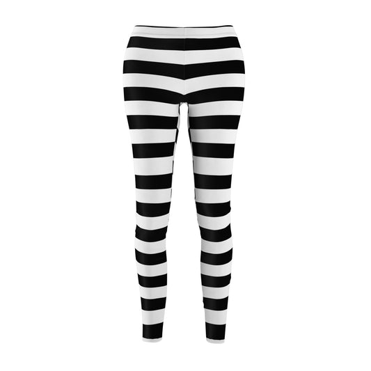 Jail Prison Black White Stripes Women's Cut & Sew Casual Leggings