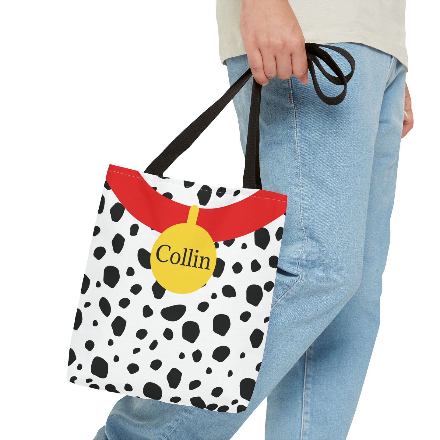 Dalmatian Personalized Halloween Trick or Treat Bags,  Custom Dalmatian Animal Print Tote Bags, Kids Adults Tote Bags