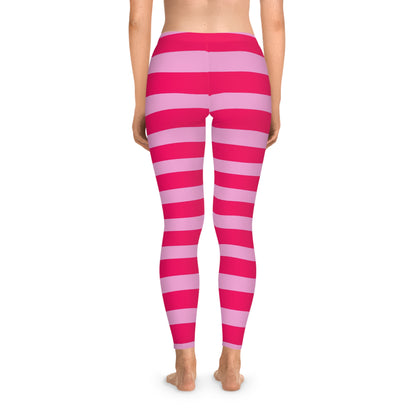 Pink Striped Stretchy Leggings