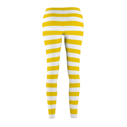 Yellow Stripes Women's Cut & Sew Casual Leggings
