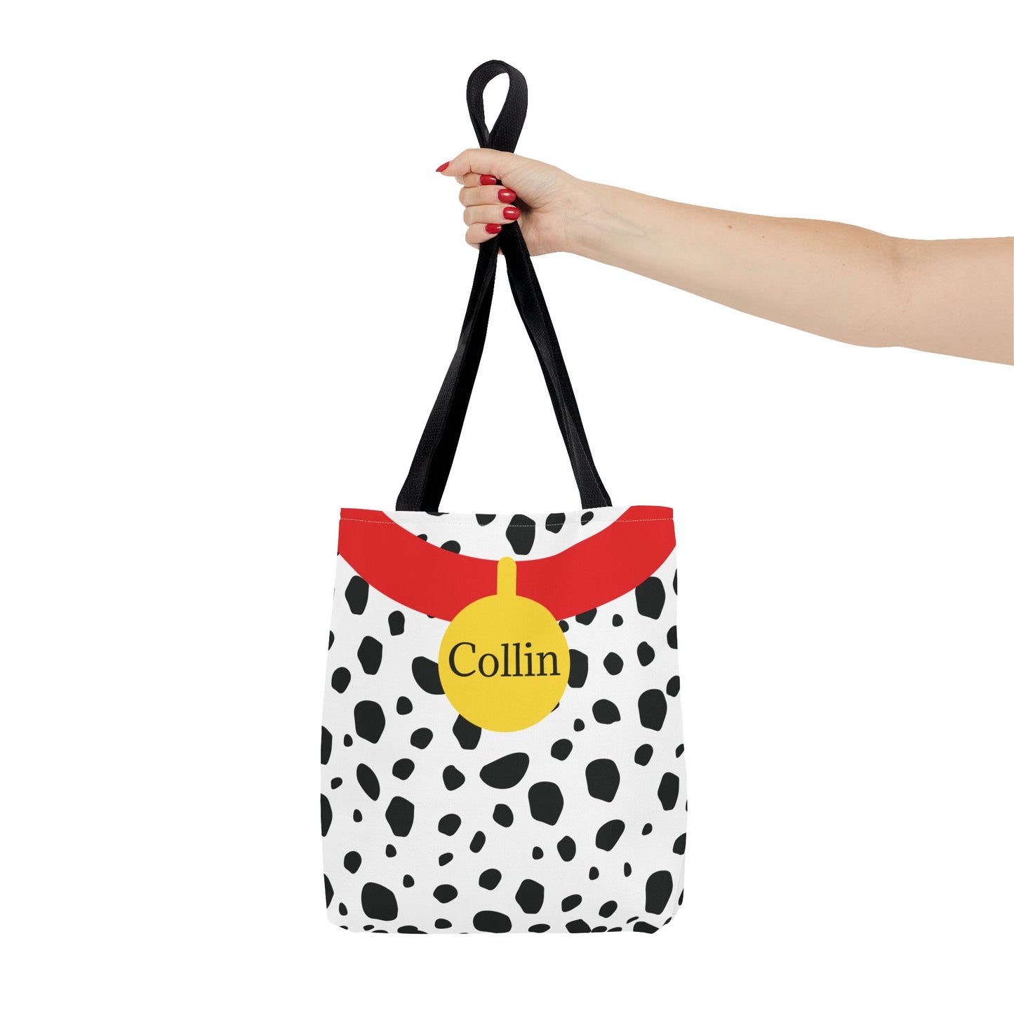 Dalmatian Personalized Halloween Trick or Treat Bags,  Custom Dalmatian Animal Print Tote Bags, Kids Adults Tote Bags