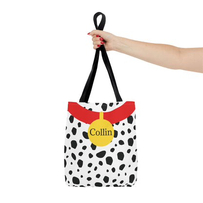 Dalmatian Personalized Halloween Trick or Treat Bags,  Custom Dalmatian Animal Print Tote Bags, Kids Adults Tote Bags