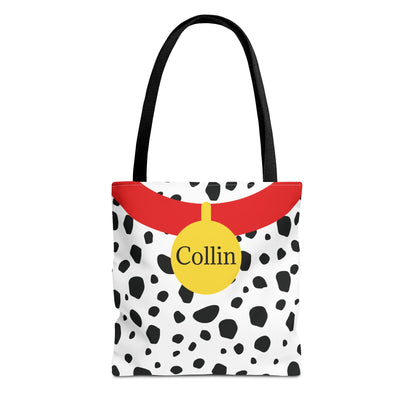 Dalmatian Personalized Halloween Trick or Treat Bags,  Custom Dalmatian Animal Print Tote Bags, Kids Adults Tote Bags