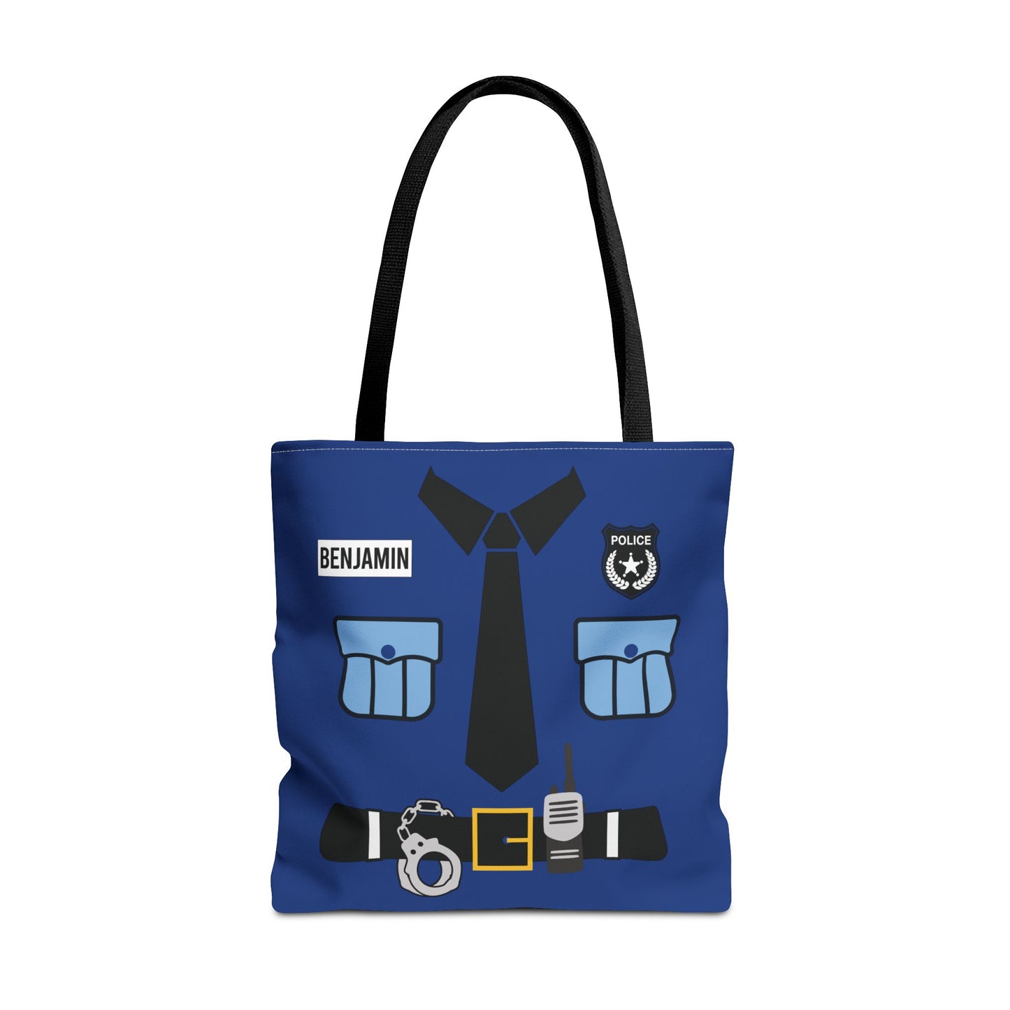 Police Uniform Personalized Halloween Trick or Treat Bags,  Customized Police Candy Bags, Kids Adults Tote Bags, Halloween Accessory