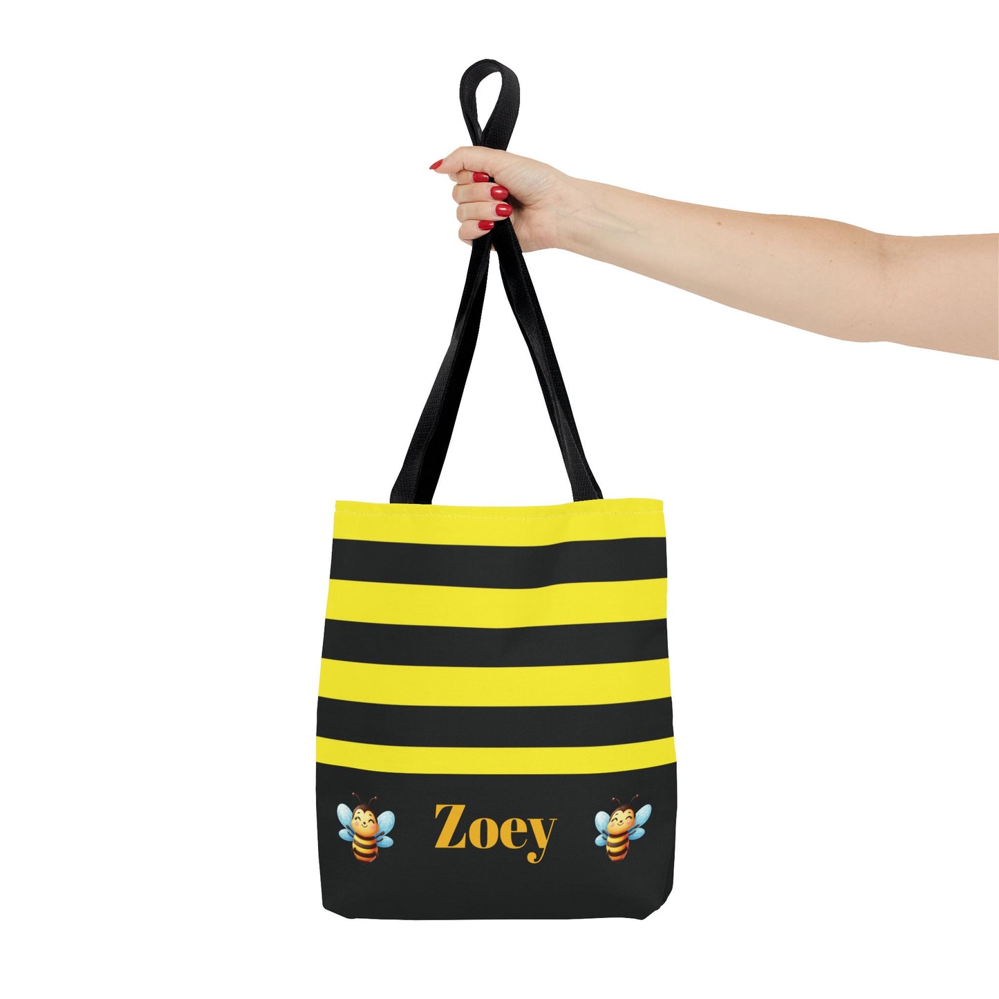 Bumble Bee with name Personalized Halloween Trick or Treat Bags,  Custom Pencil bags, Kids Adults Tote Bags