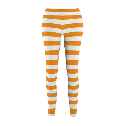 Orange Stripes Women's Cut & Sew Casual Leggings