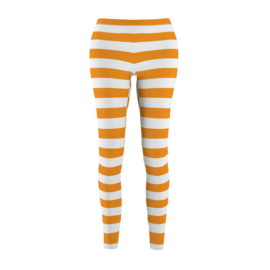 Orange Stripes Women's Cut & Sew Casual Leggings