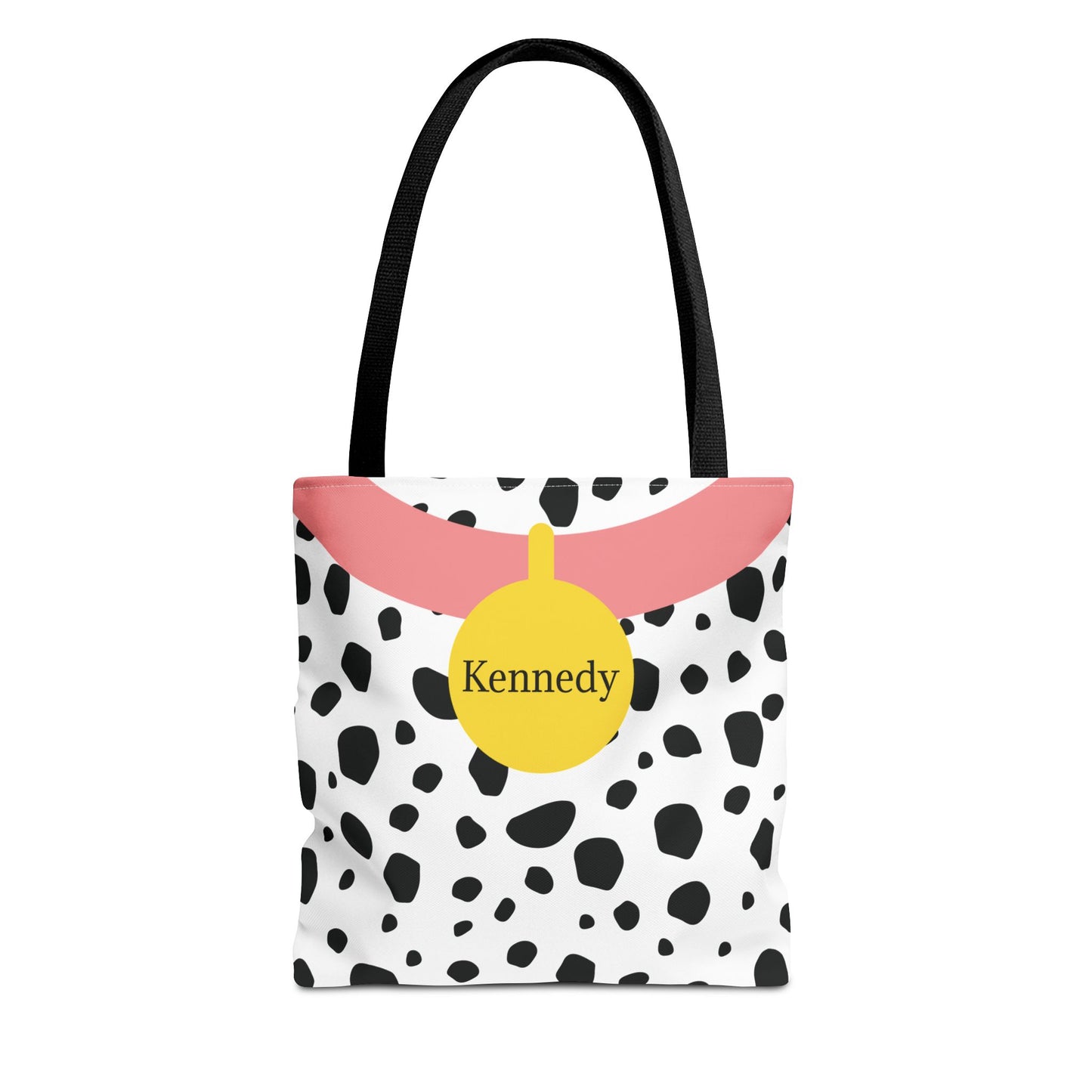 Pink Dalmatian Personalized Halloween Trick or Treat Bags,  Custom Dalmatian Animal Print Tote Bags, Kids Adults Tote Bags