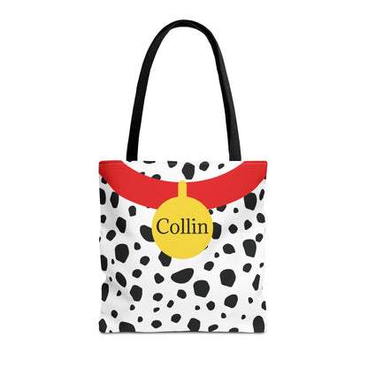 Dalmatian Personalized Halloween Trick or Treat Bags,  Custom Dalmatian Animal Print Tote Bags, Kids Adults Tote Bags