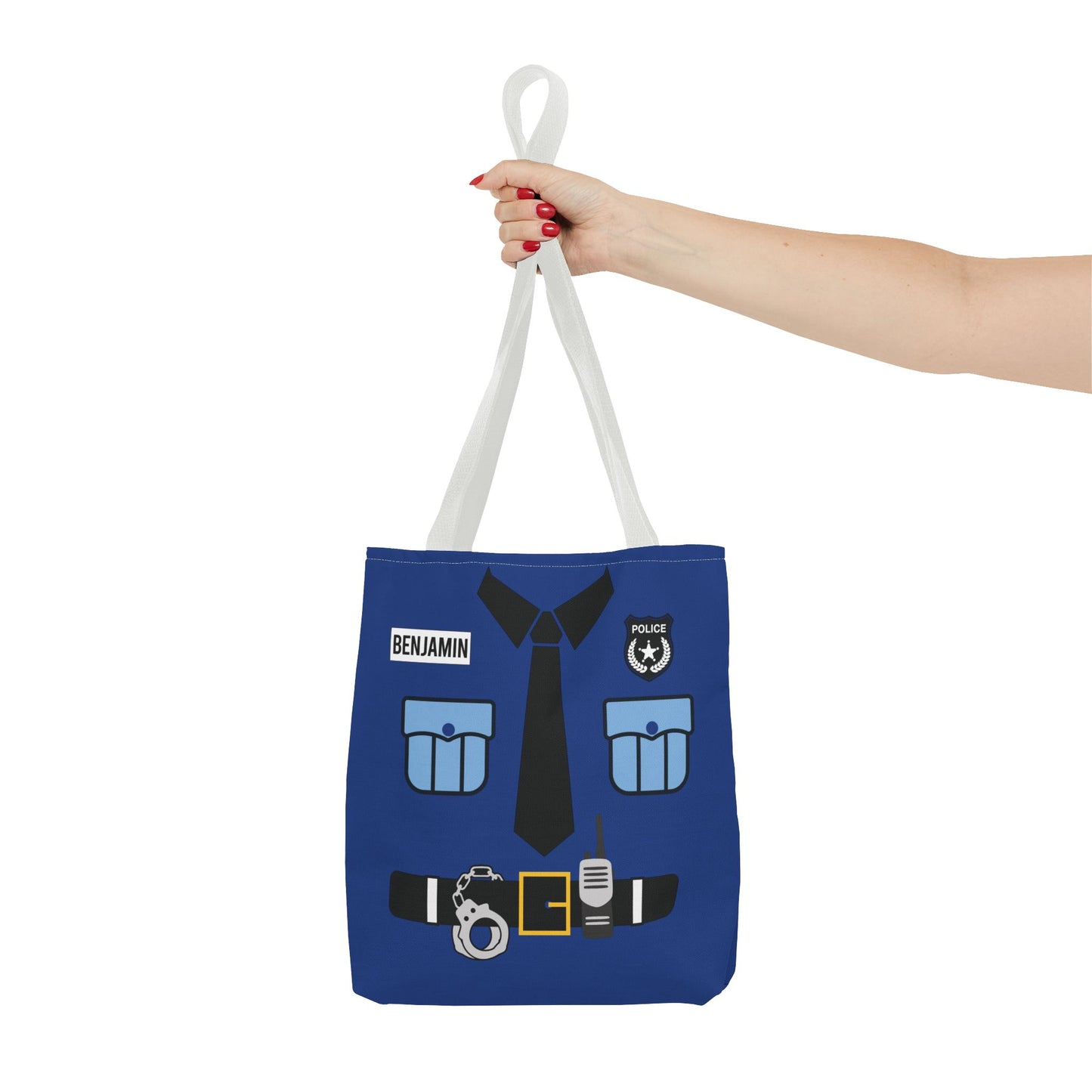 Police Uniform Personalized Halloween Trick or Treat Bags,  Customized Police Candy Bags, Kids Adults Tote Bags, Halloween Accessory