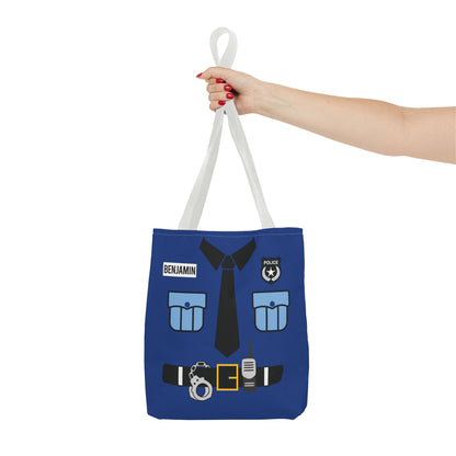 Police Uniform Personalized Halloween Trick or Treat Bags,  Customized Police Candy Bags, Kids Adults Tote Bags, Halloween Accessory
