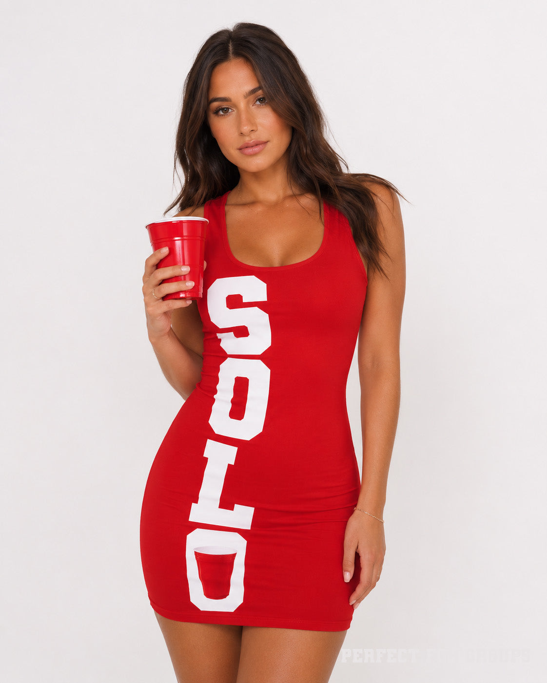 Red Solo Cup Fitted Dress Halloween Costume For Women