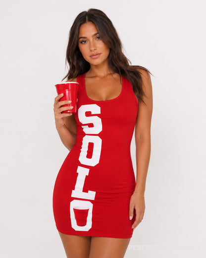 Red Solo Cup Fitted Dress Halloween Costume For Women